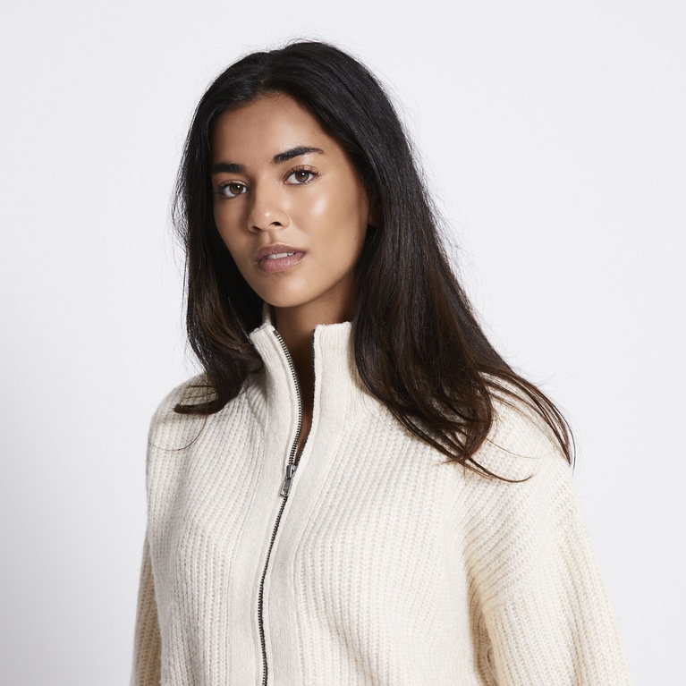 Zip knit cardigan "Zip Cardigan" Ivory